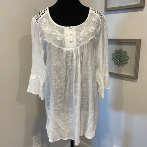 Never Worn! Papillon Tunic with Lace & Embroidered Floral Details